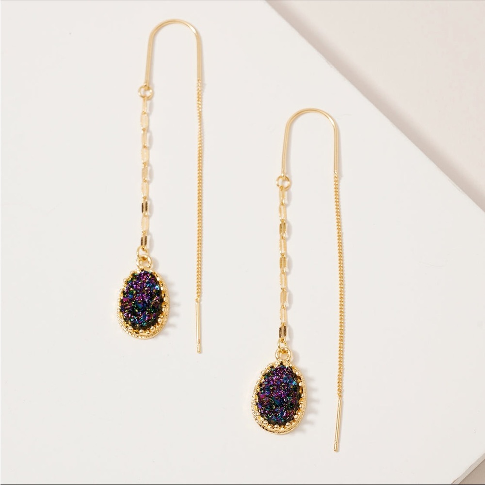 AVENUE ZOE DRUZY STONE CHAIN DANGLE EARRINGS 💖IN STORES💖